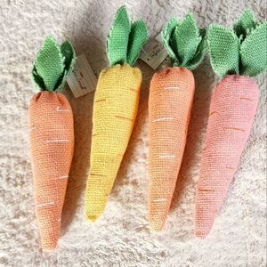 NEW EASTER spring bunny burlap fabric carrots bundle of 4